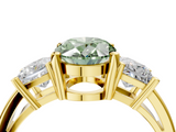 Yellow gold Three-Stone Fancy Green Oval  Cut Solitaire Ring with Prong Setting_7