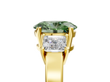 Yellow gold Three-Stone Fancy Green Oval  Cut Solitaire Ring with Prong Setting_8