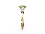 Yellow gold Three-Stone Fancy Green Oval  Diamond Ring with Pear Side Stones in Four-Prong Setting_27