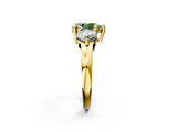 Yellow gold Three-Stone Fancy Green Pear  Brilliant Cut Solitaire Ring with Prong Setting on a Classic Band 3