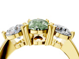 Yellow gold Three-Stone Fancy Green Pear  Brilliant Cut Solitaire Ring with Prong Setting on a Classic Band 5