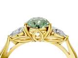 Yellow gold Three-Stone Fancy Green Pear Cut Brilliant Diamond Solitaire Ring with Tapered Band and Four-Prong Setting_10