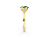 Yellow gold Three-Stone Fancy Green Pear Cut Brilliant Diamond Solitaire Ring with Tapered Band and Four-Prong Setting_8