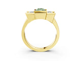 Yellow gold Three Stone Fancy Green Pear Cut Cut Channel Set Diamond Ring_3