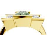 Yellow gold Three Stone Fancy Green Pear Cut Cut Channel Set Diamond Ring_4