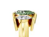 Yellow gold Three Stone Fancy Green Pear Cut Cut Channel Set Diamond Ring_5