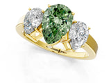 Yellow gold Three-Stone Fancy Green Pear Cut Cut Diamond Engagement Ring with Flat Band and Four-Prong Setting_13