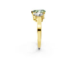 Yellow gold Three-Stone Fancy Green Pear Cut Cut Diamond Engagement Ring with Flat Band and Four-Prong Setting_14