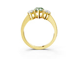Yellow gold Three-Stone Fancy Green Pear Cut Cut Diamond Engagement Ring with Flat Band and Four-Prong Setting_15