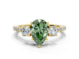 Yellow gold Three-Stone Fancy Green Pear Cut Cut Diamond Pavé Band with Prong Setting_15