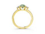 Yellow gold Three-Stone Fancy Green Pear Cut Cut Diamond Pavé Band with Prong Setting_18