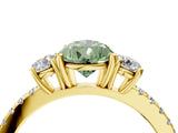 Yellow gold Three-Stone Fancy Green Pear Cut Cut Diamond Pavé Band with Prong Setting_19