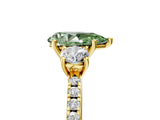 Yellow gold Three-Stone Fancy Green Pear Cut Cut Diamond Pavé Band with Prong Setting_20