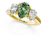 Yellow gold Three-Stone Fancy Green Pear Cut Cut Diamond Ring with Channel Set Band and Four-Prong Setting_25