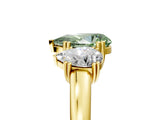Yellow gold Three-Stone Fancy Green Pear Cut Cut Diamond Ring with Channel Set Band and Four-Prong Setting_29