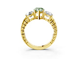 Yellow gold Three-Stone Fancy Green Pear Cut Cut Diamond Ring with Channel-Set Band and Prong Setting_3
