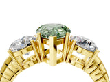 Yellow gold Three-Stone Fancy Green Pear Cut Cut Diamond Ring with Channel-Set Band and Prong Setting_4