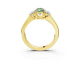 Yellow gold Three-Stone Fancy Green Pear Cut Cut Diamond Ring with Prong Setting and Classic Band_3