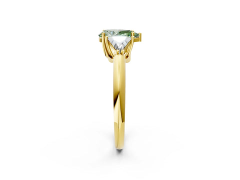Yellow gold Three-Stone Fancy Green Pear Cut Cut Diamond Ring with Trillion Side Stones and Four-Prong Setting_5