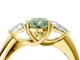 Yellow gold Three-Stone Fancy Green Pear Cut Cut Diamond Ring with Trillion Side Stones and Four-Prong Setting_7