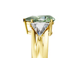 Yellow gold Three-Stone Fancy Green Pear Cut Cut Diamond Ring with Trillion Side Stones on a Split Shank Band_5