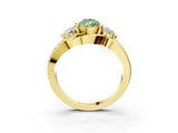 Yellow gold Three-Stone Fancy Green Pear Cut Cut Diamond Split Shank Prong Set Ring_3