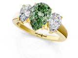 Yellow gold Three-Stone Fancy Green Pear Cut Cut Solitaire Ring with Classic Prong Setting_1
