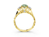 Yellow gold Three-Stone Fancy Green Pear Cut Diamond Braided Band Ring with Four-Prong Setting_43