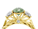 Yellow gold Three-Stone Fancy Green Pear Cut Diamond Braided Band Ring with Four-Prong Setting_44