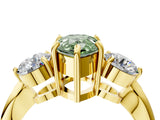 Yellow gold Three-Stone Fancy Green Pear Cut Diamond Channel Set Engagement Ring with Prong Setting_16