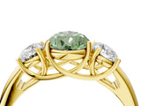 Yellow gold Three-Stone Fancy Green Pear Cut Diamond Engagement Ring with Prong Setting_7