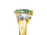 Yellow gold Three-Stone Fancy Green Pear Cut Diamond Engagement Ring with Prong Setting_8