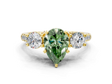 Yellow gold Three-Stone Fancy Green Pear  Cut Diamond Pavé Band with Four-Prong Setting_28