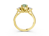 Yellow gold Three-Stone Fancy Green Pear  Cut Diamond Pavé Band with Four-Prong Setting_31