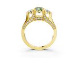 Yellow gold Three-Stone Fancy Green Pear  Cut Diamond Ring with Channel-Set Band and Four-Prong Setting_52
