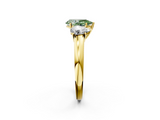 Yellow gold Three-Stone Fancy Green Pear  Cut Diamond Ring with Channel-Set Band and Four-Prong Setting_63