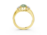 Yellow gold Three-Stone Fancy Green Pear  Cut Diamond Ring with Channel-Set Band and Four-Prong Setting_64
