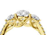 Yellow gold Three-Stone Fancy Green Pear Cut Diamond Ring with Pavé Band and Prong Setting_85