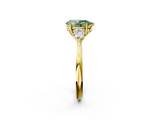 Yellow gold Three-Stone Fancy Green Pear  Cut Diamond Ring with Pear Side Stones in Four-Prong Setting_112