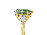 Yellow gold Three-Stone Fancy Green Pear  Cut Diamond Ring with Pear Side Stones in Four-Prong Setting_115
