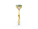 Yellow gold Three-Stone Fancy Green Pear Cut Diamond Ring with Pear  Side Stones in Four-Prong Setting_14