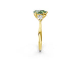 Yellow gold Three-Stone Fancy Green Pear Cut Diamond Ring with Pear  Side Stones in Four-Prong Setting_50