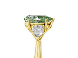 Yellow gold Three-Stone Fancy Green Pear Cut Diamond Ring with Pear  Side Stones in Four-Prong Setting_53