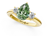 Yellow gold Three-Stone Fancy Green Pear  Cut Diamond Solitaire with Prong Setting and Classic Band_48
