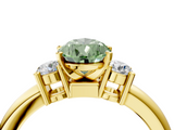 Yellow gold Three-Stone Fancy Green Pear  Cut Diamond Solitaire with Prong Setting and Classic Band_51