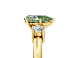 Yellow gold Three-Stone Fancy Green Pear  Cut Diamond Solitaire with Prong Setting and Classic Band_52