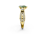 Yellow gold Three-Stone Fancy Green Pear  Cut Diamond Twist Band with Prong Setting_58