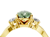 Yellow gold Three-Stone Fancy Green Pear  Cut Diamond Twist Band with Prong Setting_60