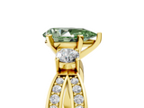 Yellow gold Three-Stone Fancy Green Pear  Cut Diamond Twist Band with Prong Setting_61