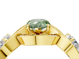 Yellow gold Three-Stone Fancy Green Pear Cut Diamond Wave Pave Band with Prong Setting_28